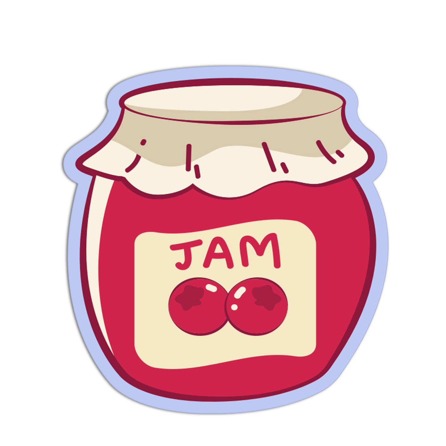 Illustration of a red jam jar with a lid on a white background