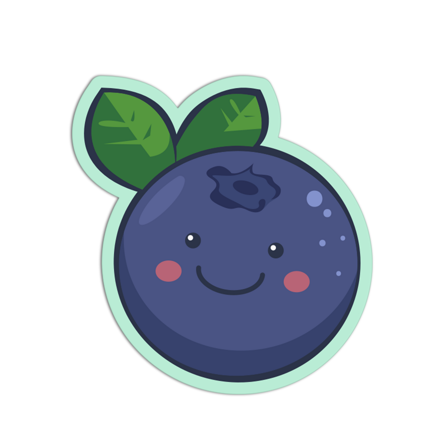 Cartoon blueberry with a smiling face on a white background
