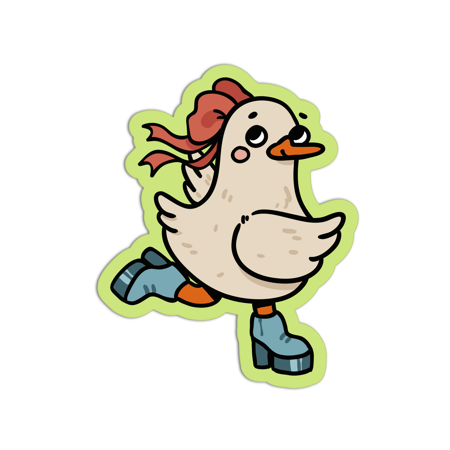 Blue Platform Boots Duck - Birds With Shoes Sticker