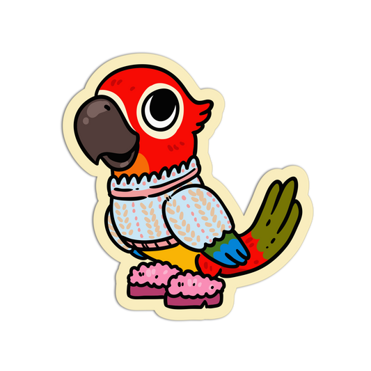 Pink Slippers Sweater Parrot - Birds With Shoes Sticker