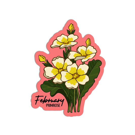 February Primrose Birthflower Sticker