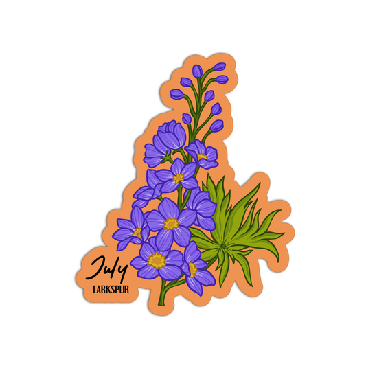 July Larkspur Birthflower Sticker