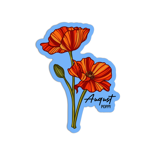 August Poppy Birthflower Sticker