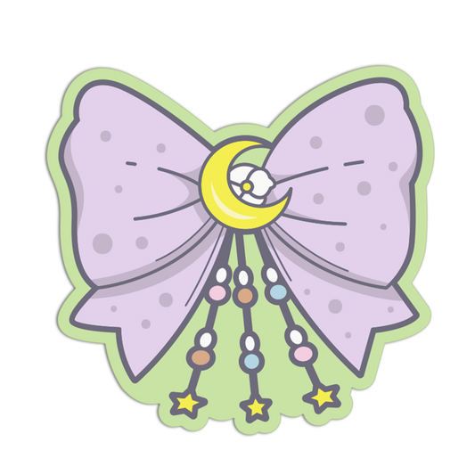 Illustration of a purple bow with decorative elements on a white background