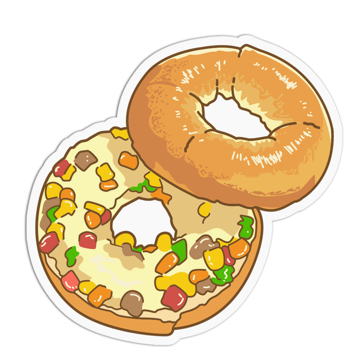 Veggie Bagel Breakfast Food Food Sticker