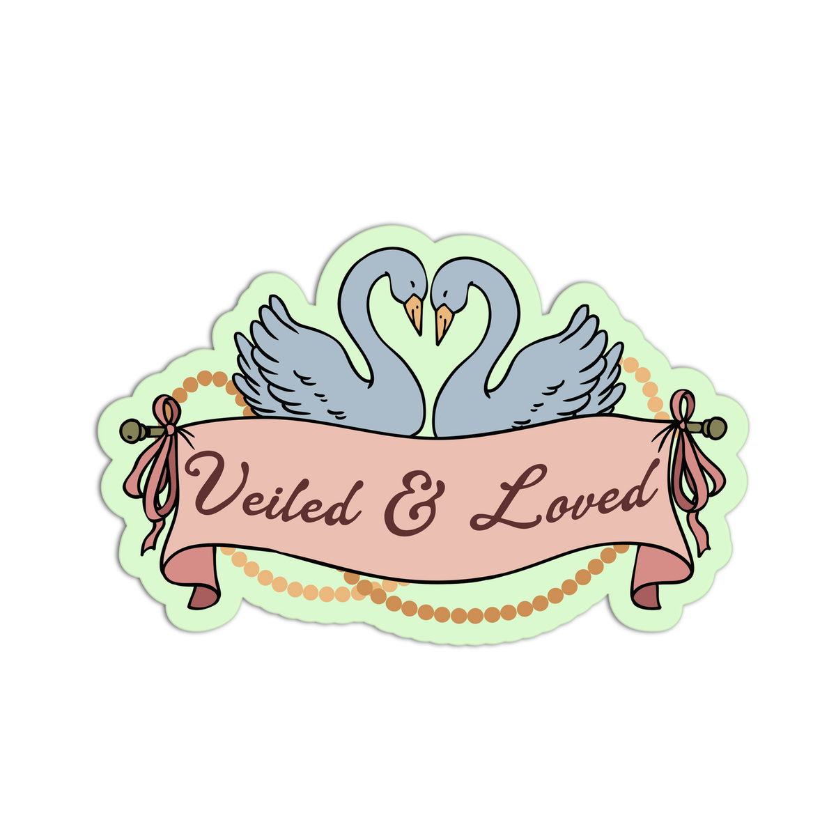 Veiled Loved Swan Bridal Wedding Sticker