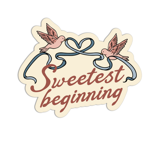 Sweetest Beginning Dove Bridal Wedding Sticker