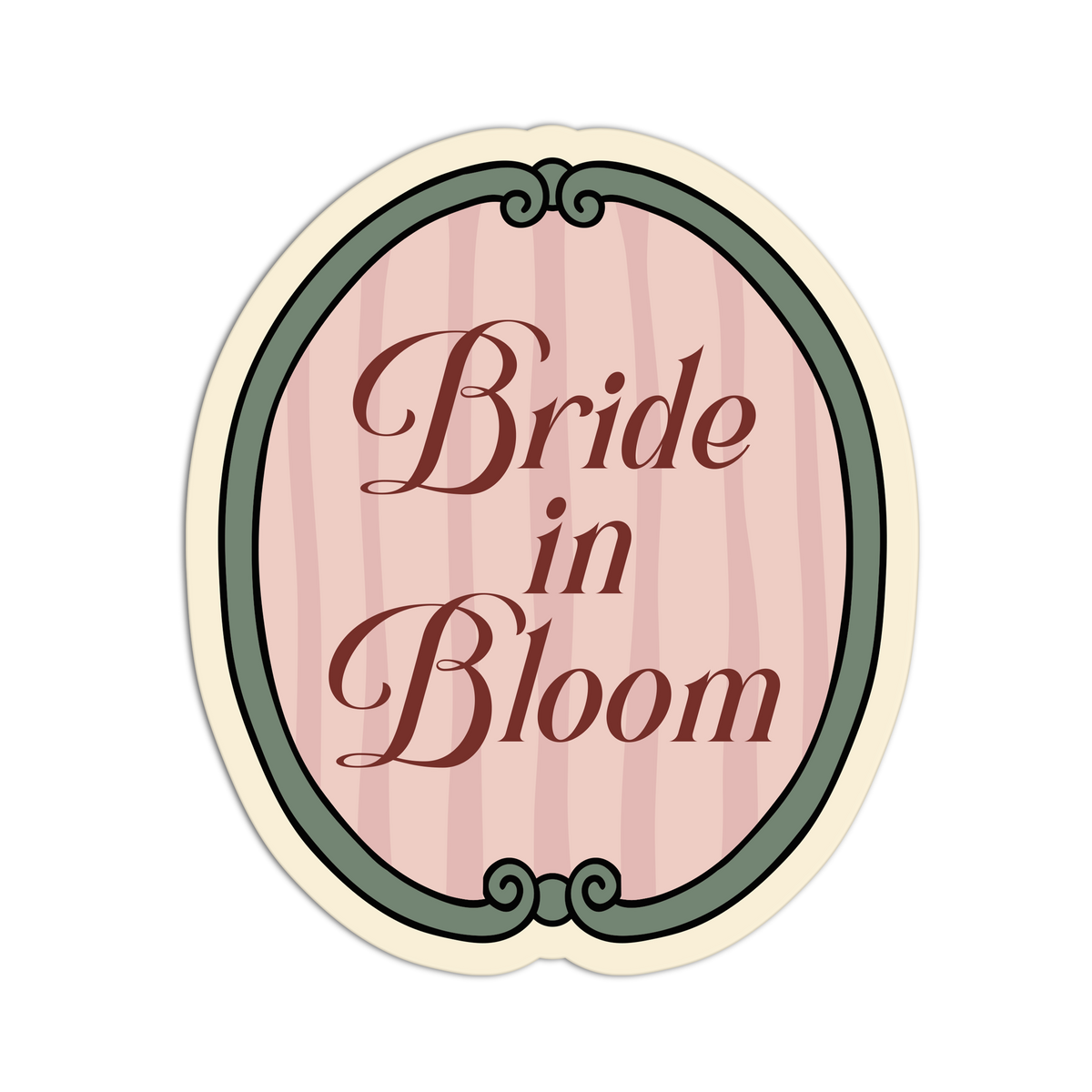 Bride Bloom Oval Bridal Wedding Sticker