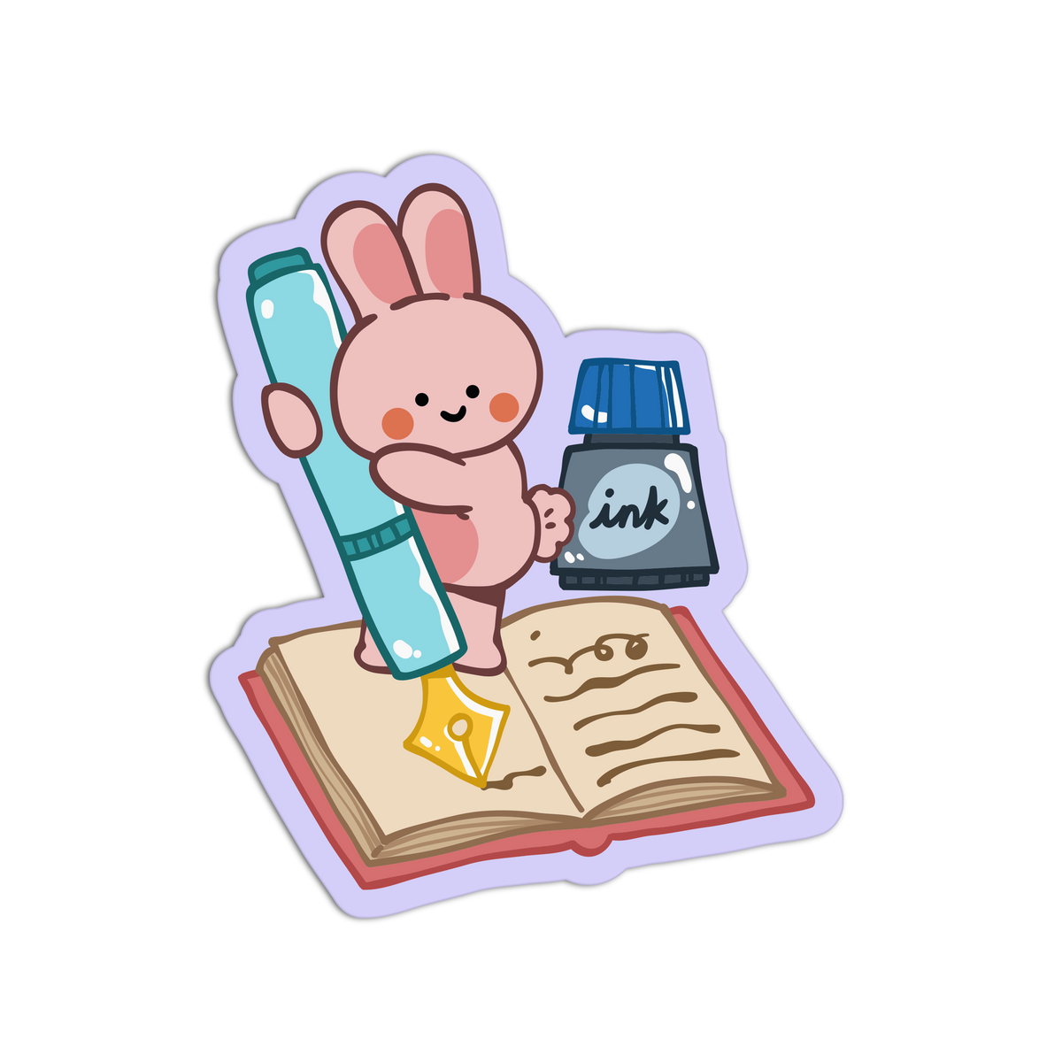 Fountain Pen Bunny Junk Journaling Sticker