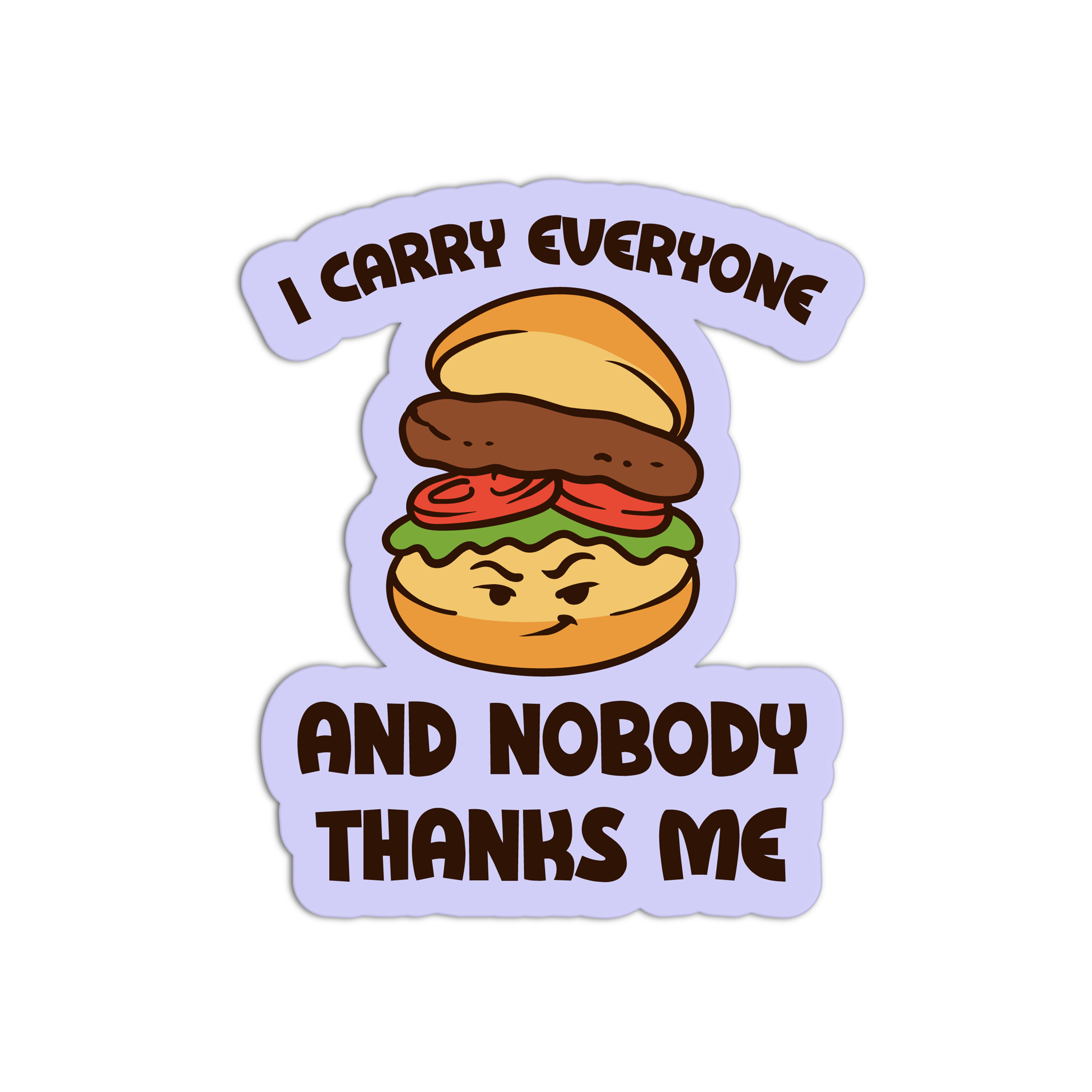 Grumpy Bottom Bun - Burger And Fries Sticker – The Stkr Store