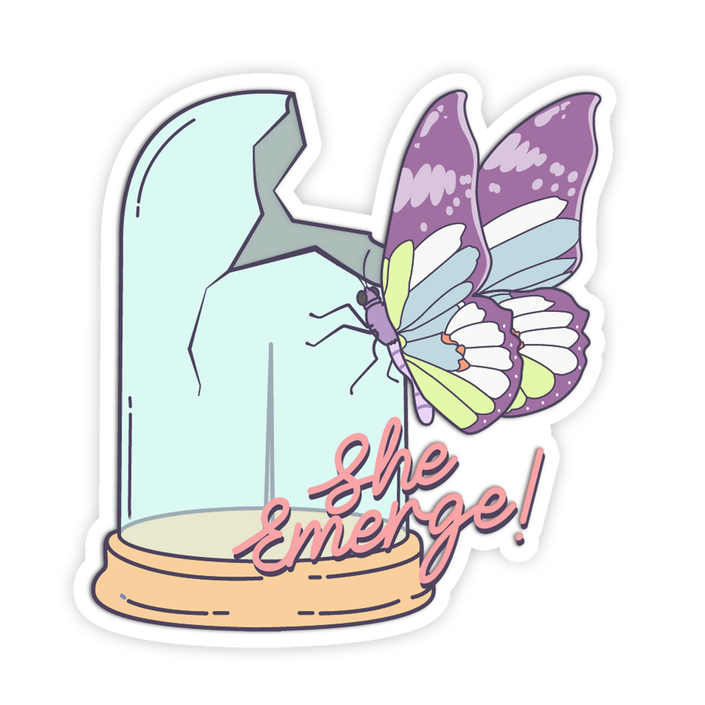 Broken Bell Jar Butterfly - Cute Butterfly Sticker - The Stkr Store
