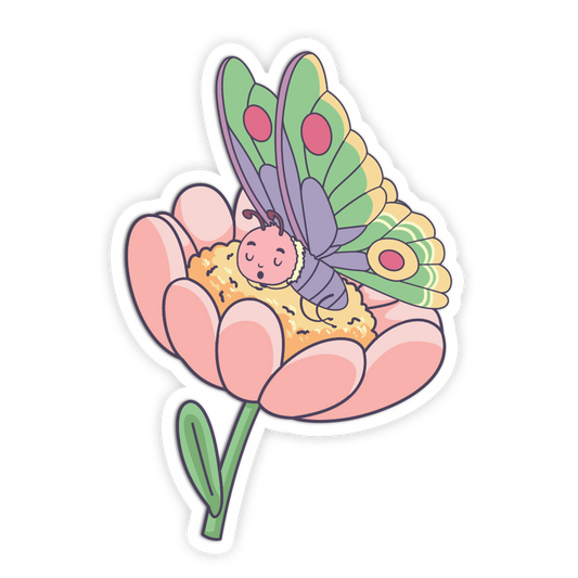 Sleepy Bloom Butterfly - Cute Butterfly Sticker - The Stkr Store