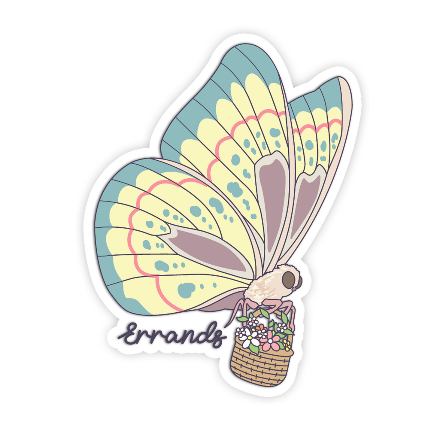 Flower Basket Flight - Cute Butterfly Sticker - The Stkr Store