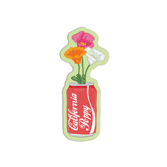 Cali Poppy in Can California Poppy Stickers