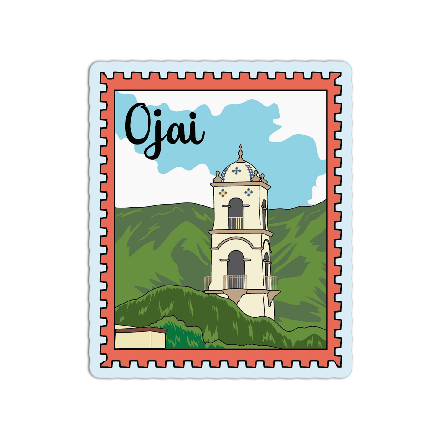 Ojai California Stamp Textured Stickers