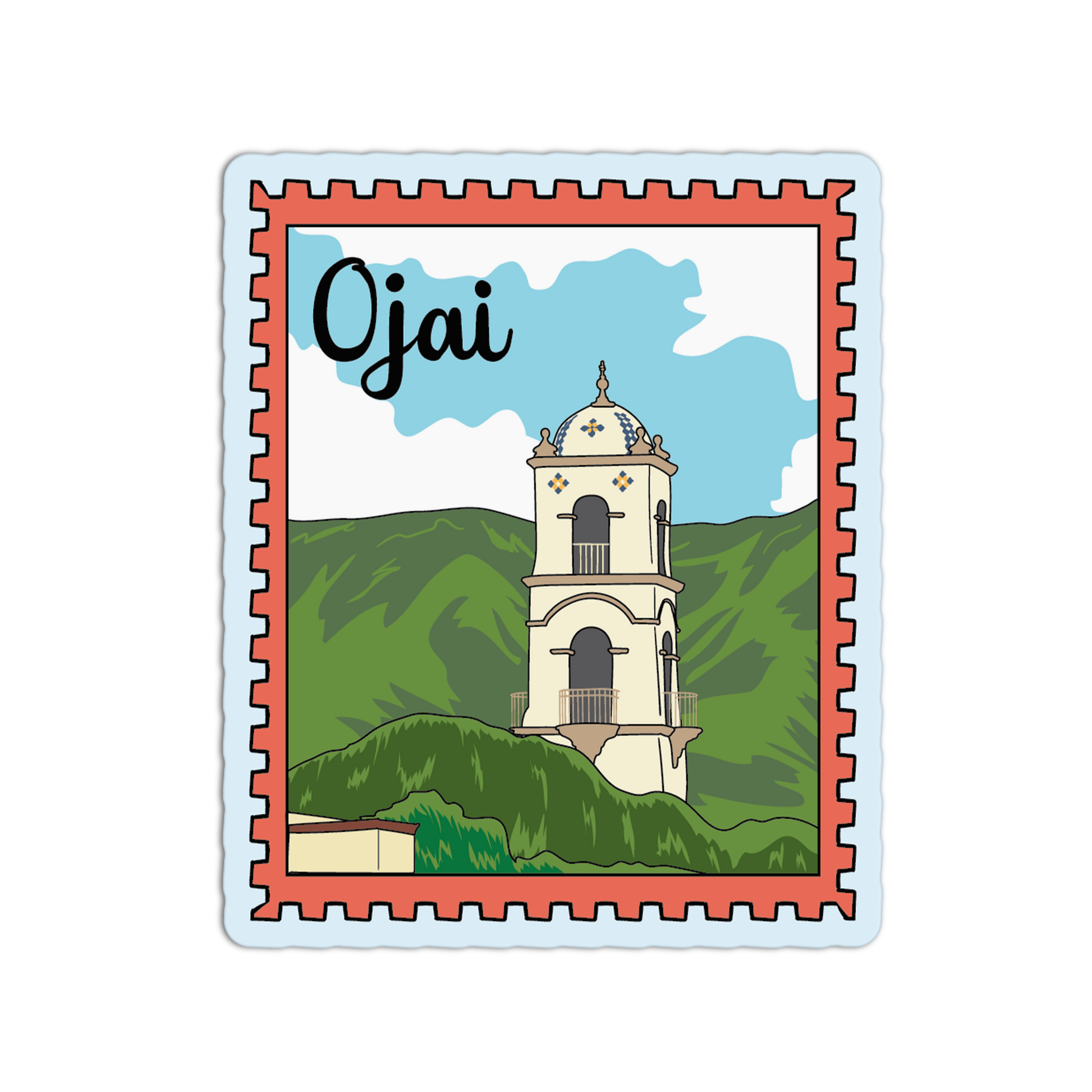 Ojai California Stamp Textured Stickers