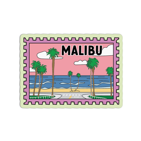 Malibu California Stamp Textured Stickers