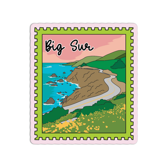 Big Sur California Stamp Textured Stickers