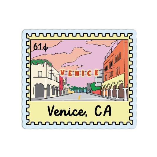 Venice, CA California Stamp Textured Stickers