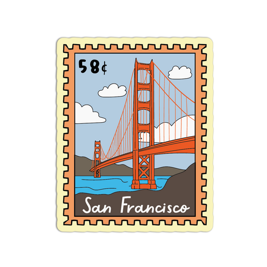 San Francisco California Stamp Textured Stickers