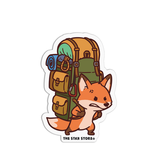 Cartoon fox with a large backpack on a white background, featuring 'The Star Store' logo.