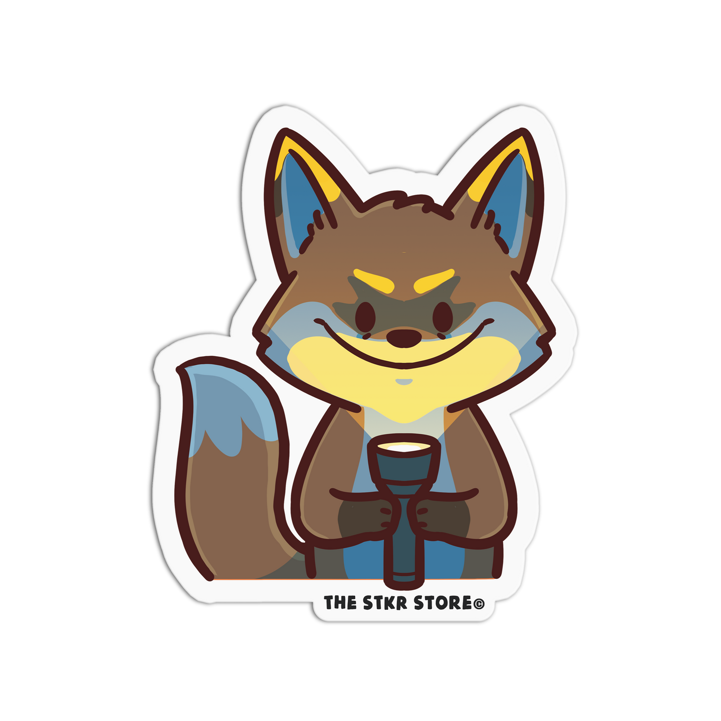 Cartoon fox character holding a flashlight with 'The Stkr Store' logo below.