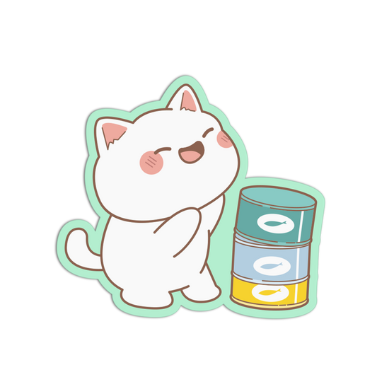 Happy Cat Food Can Cats Sticker
