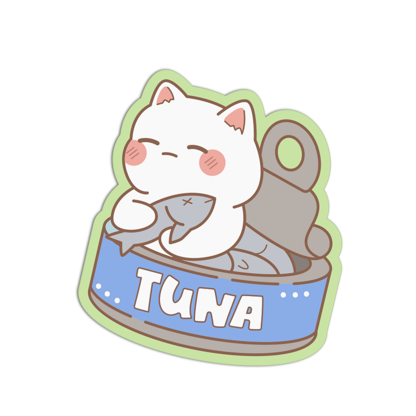 Cat Eating Tuna Can Cats Sticker