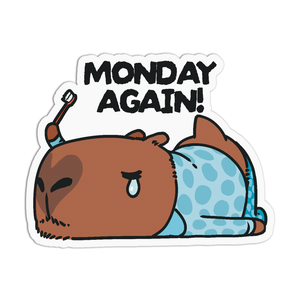 Monday Again Office Capybara Sticker