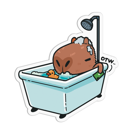 OTW Bathtub Office Capybara Sticker