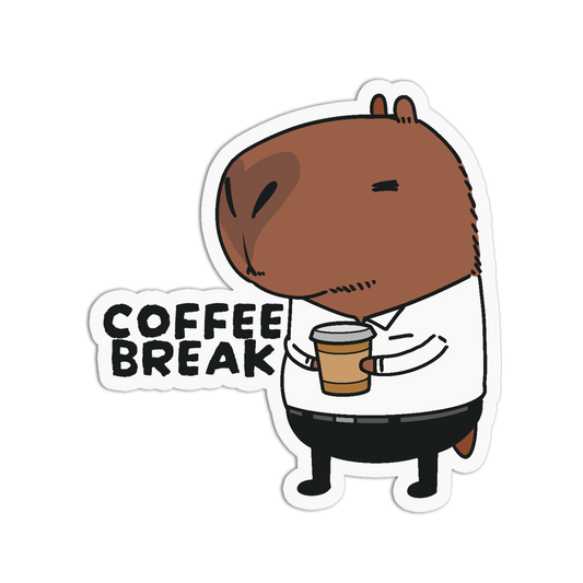 Coffee Break Office Capybara Sticker