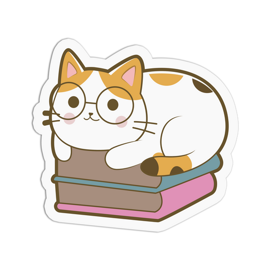 Professor Calico on Books - Cat Series Sticker