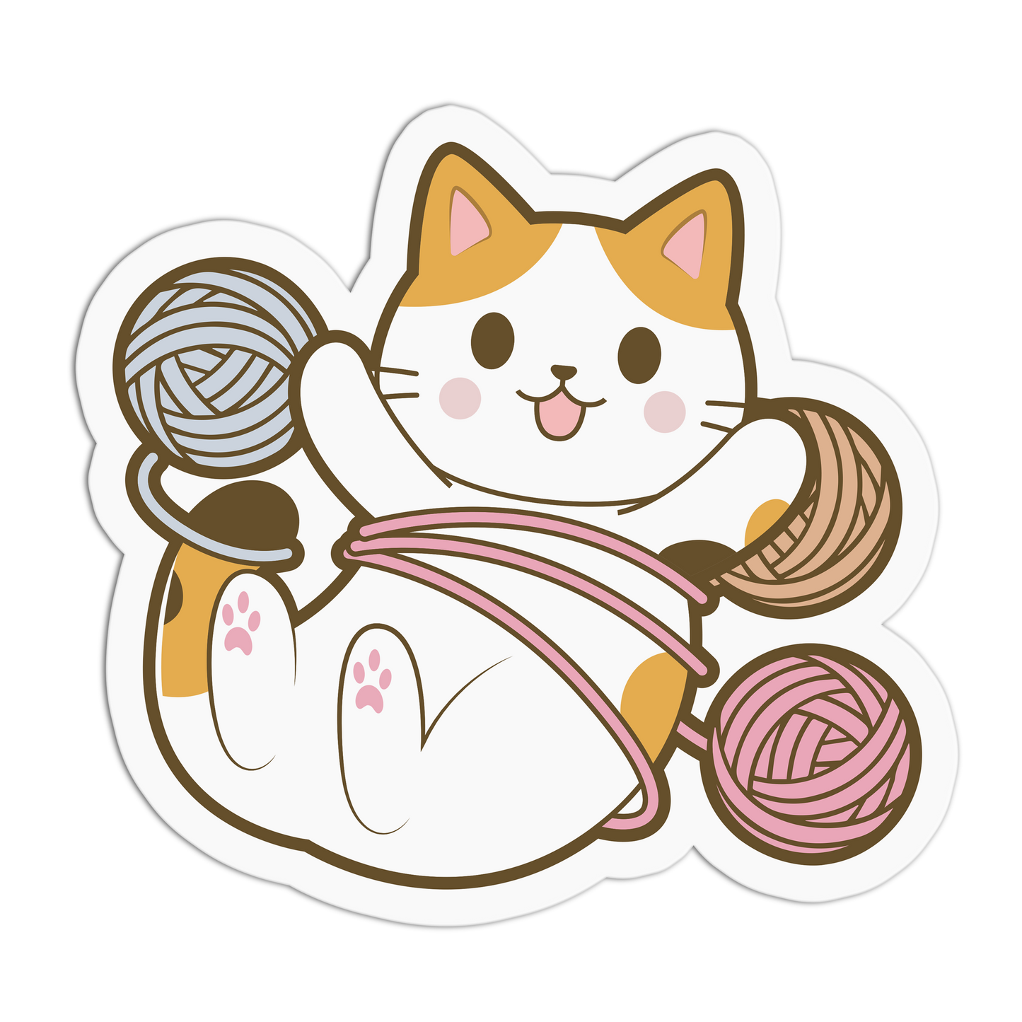 Yarn Ball Cat - Cat Series Sticker - The Stkr Store