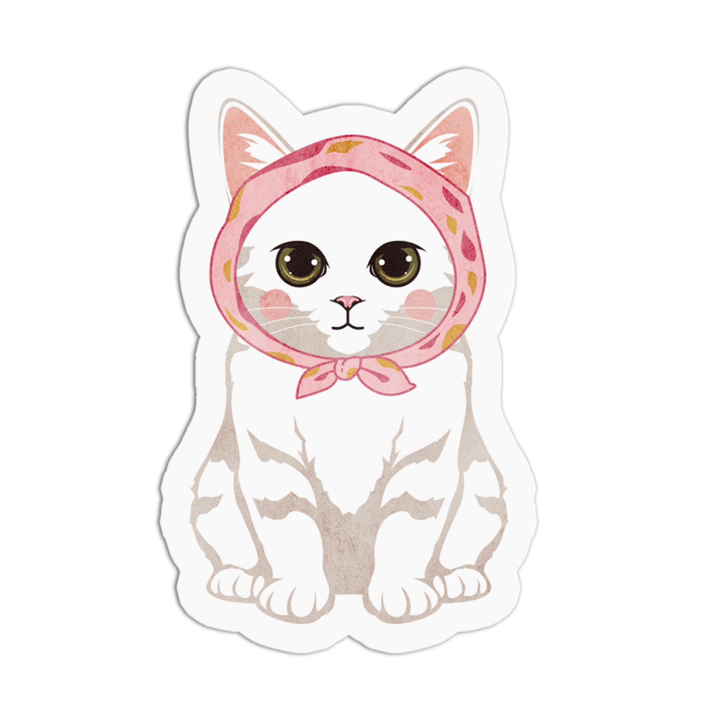 Siamese Cat with Pink Patterned Kerchief - Cute Cats Stickers