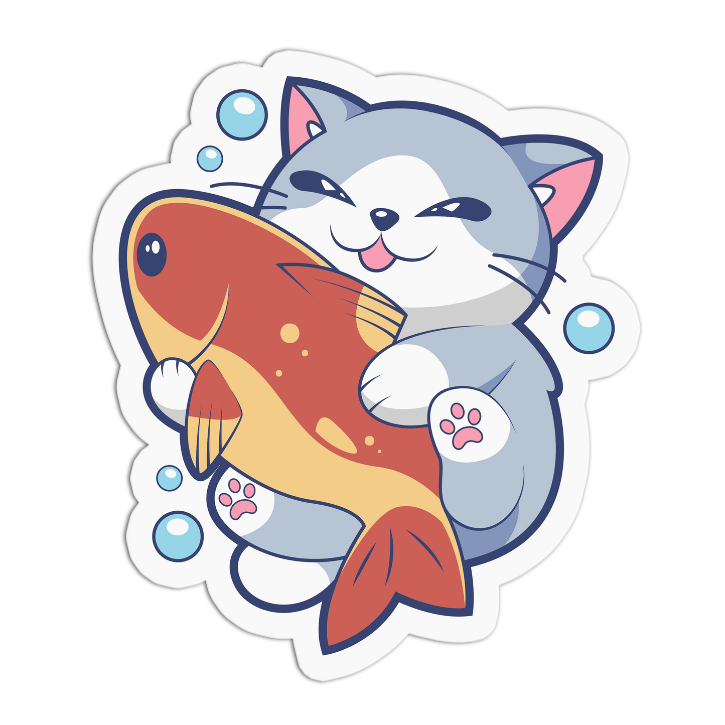 Fish Hug - Cat Series Sticker - The Stkr Store