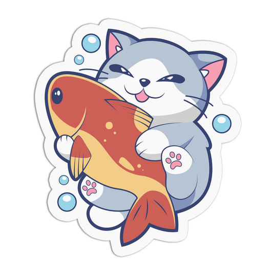 Fish Hug - Cat Series Sticker
