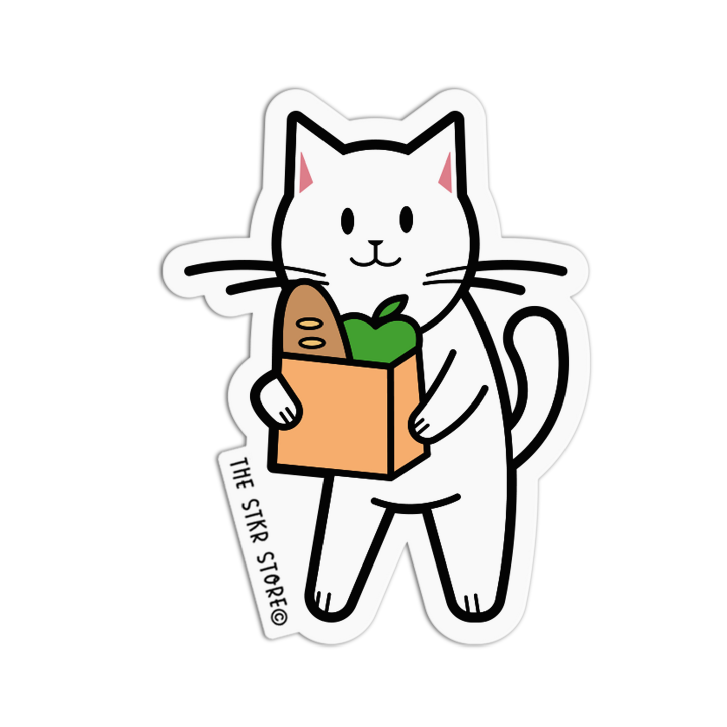 Baguette & Apple - Cat Grocery Sticker