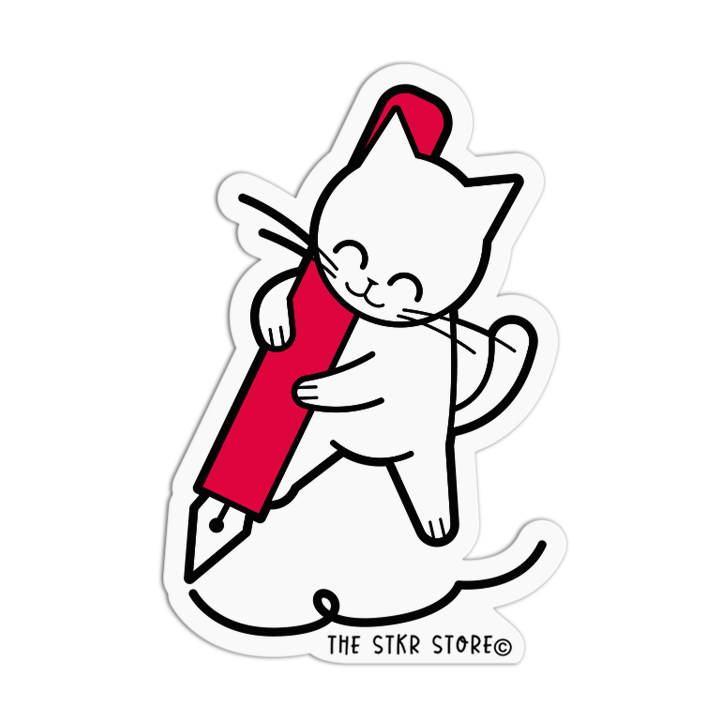 Fountain Pen Cat Journal Supply Sticker - The Stkr Store