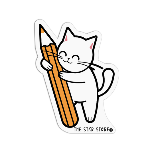 Pencil Cat Journal Supply Sticker