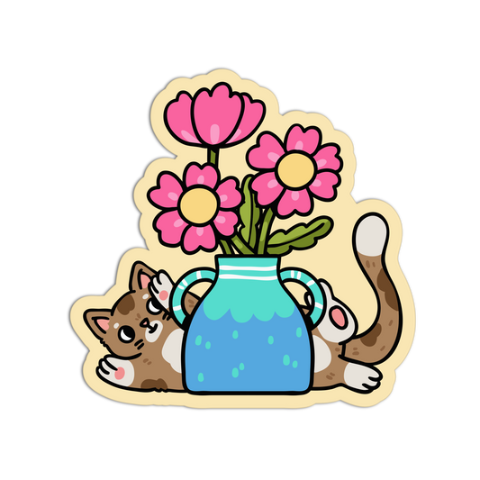 Hide-and-Seek in the Summer Blooms - Cats And Flowers Sticker - The Stkr Store