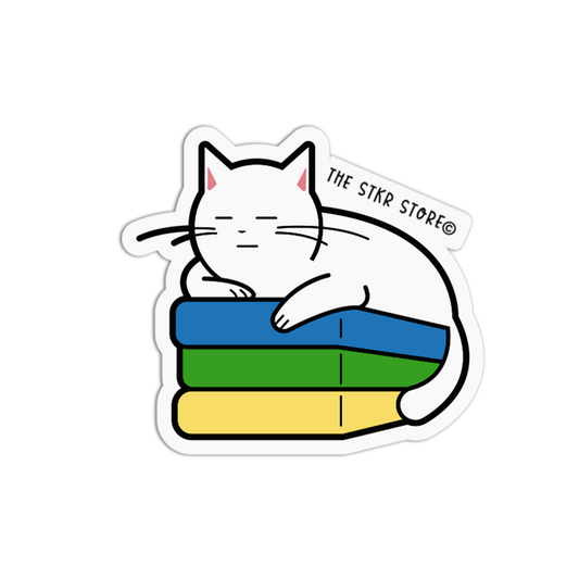 Book-Bound Nap Cat Studying Sticker