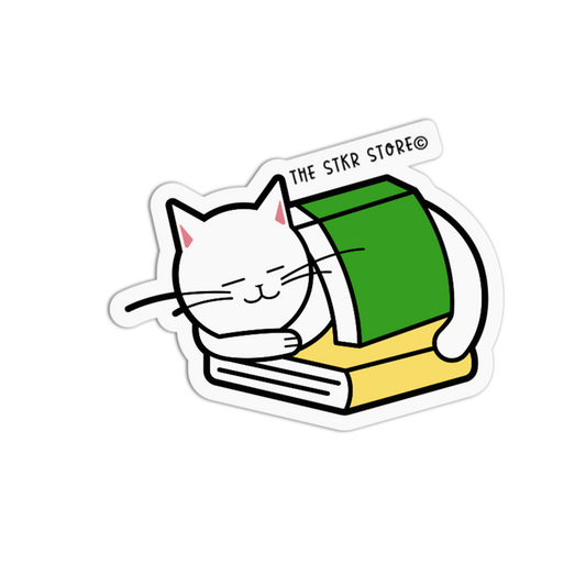 Literacy Tent Cat Studying Sticker