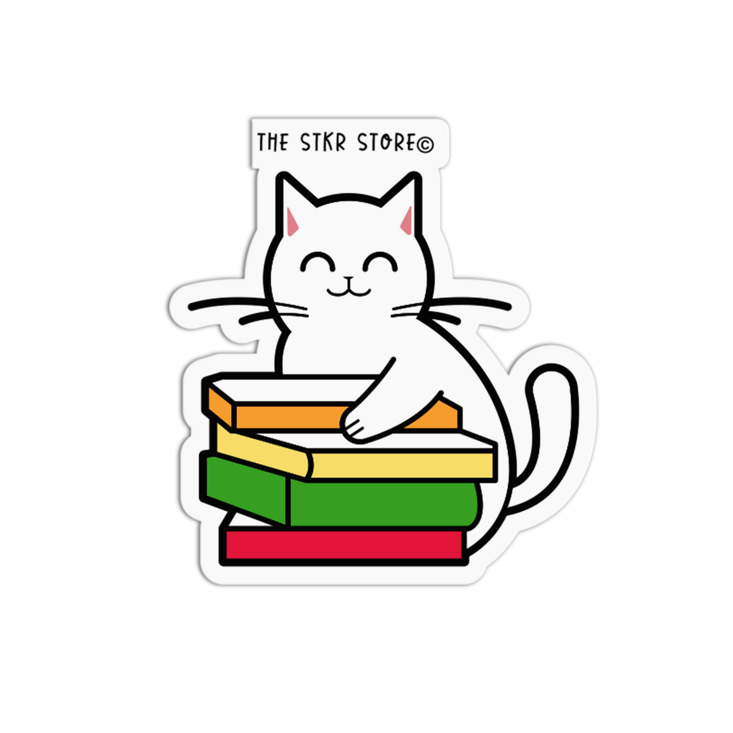 Stack Hug Cat Studying Sticker - The Stkr Store