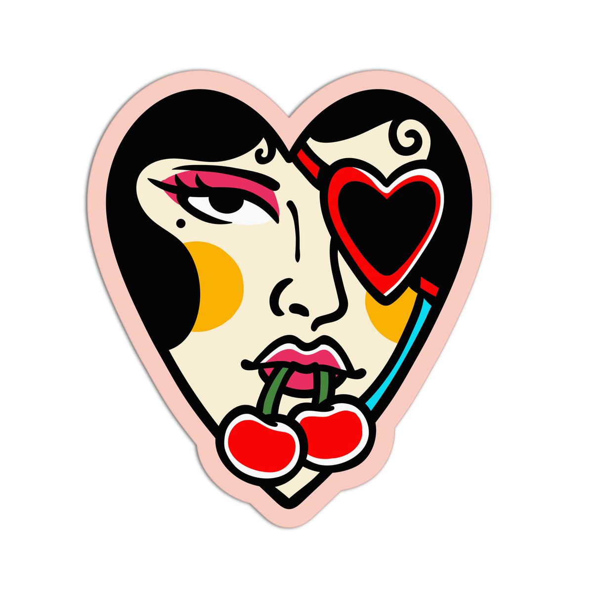 Heart Eyepatch - Cherry Tattoo Sticker