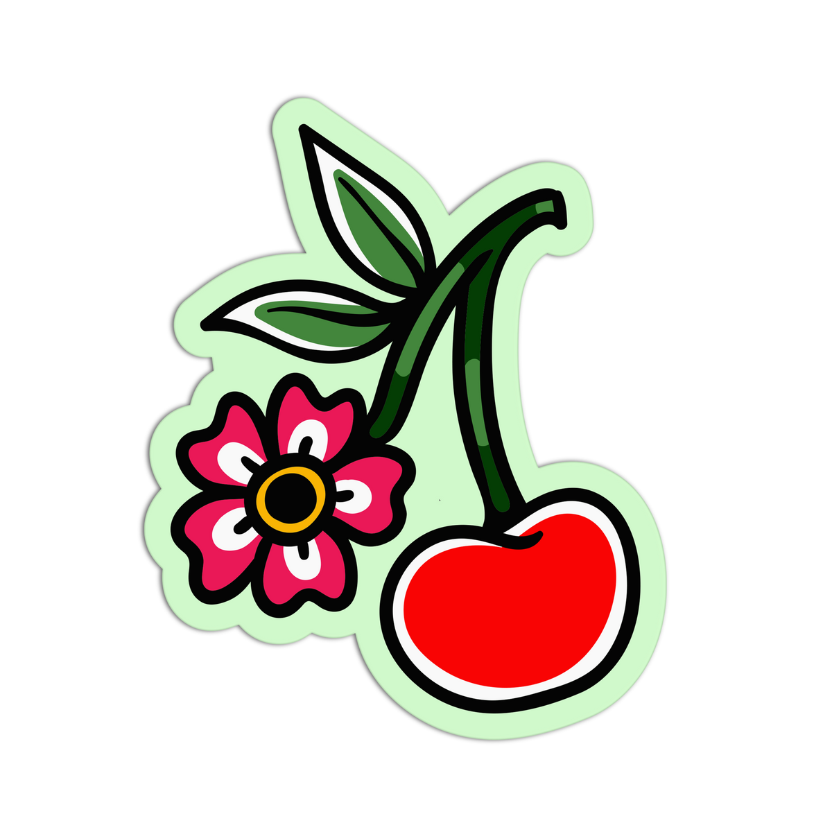 Red Flower - Cherry Tattoo Sticker