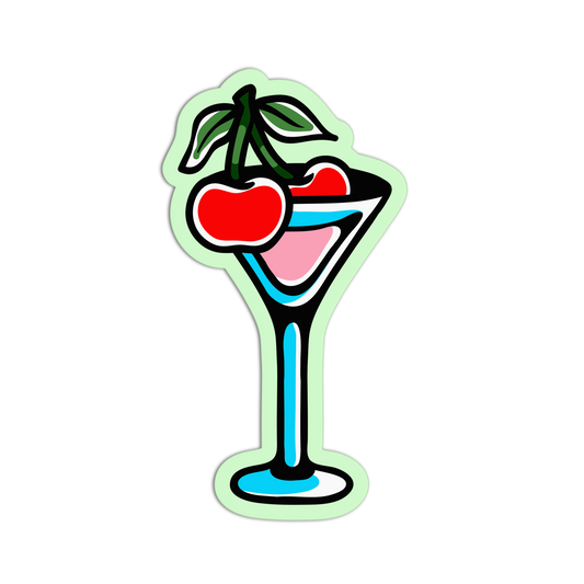 Cocktail Glass - Cherry Tattoo Sticker