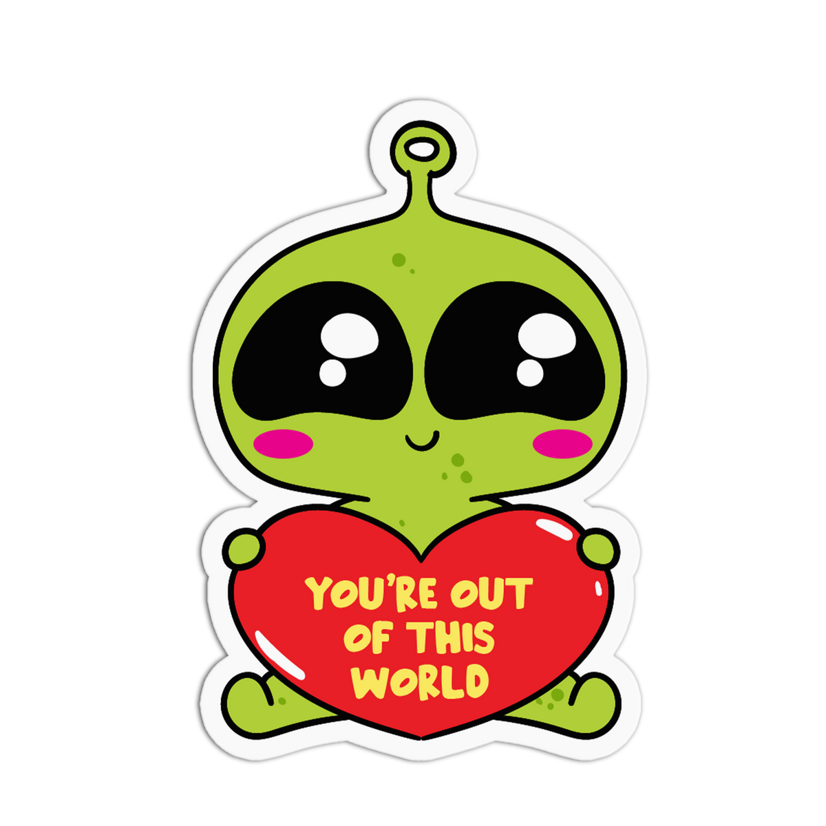 Loving Heart Chibi Alien Sticker