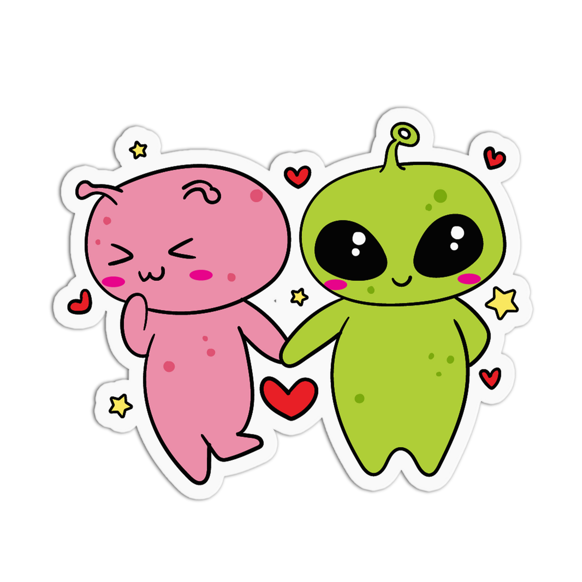 Sweet Couple Chibi Alien Sticker