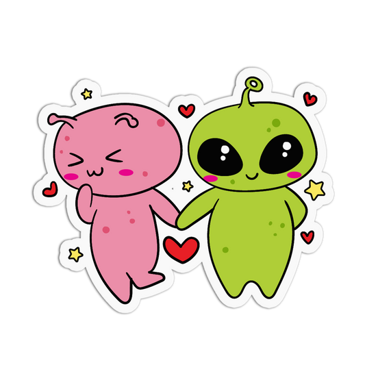 Sweet Couple Chibi Alien Sticker