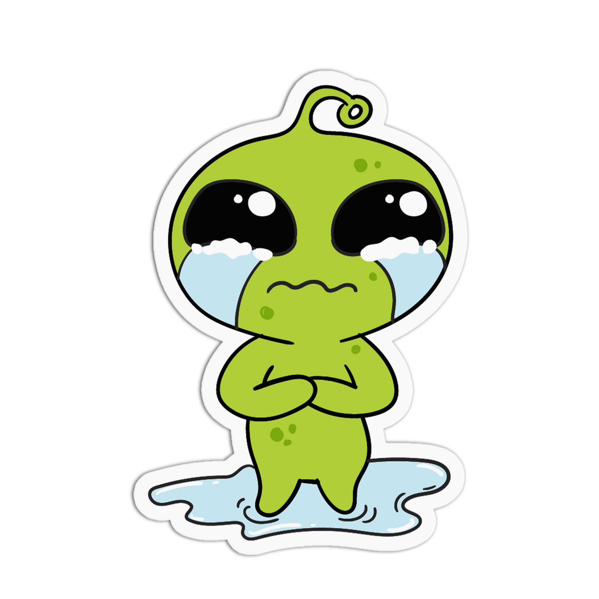 Sad Crying Chibi Alien Sticker